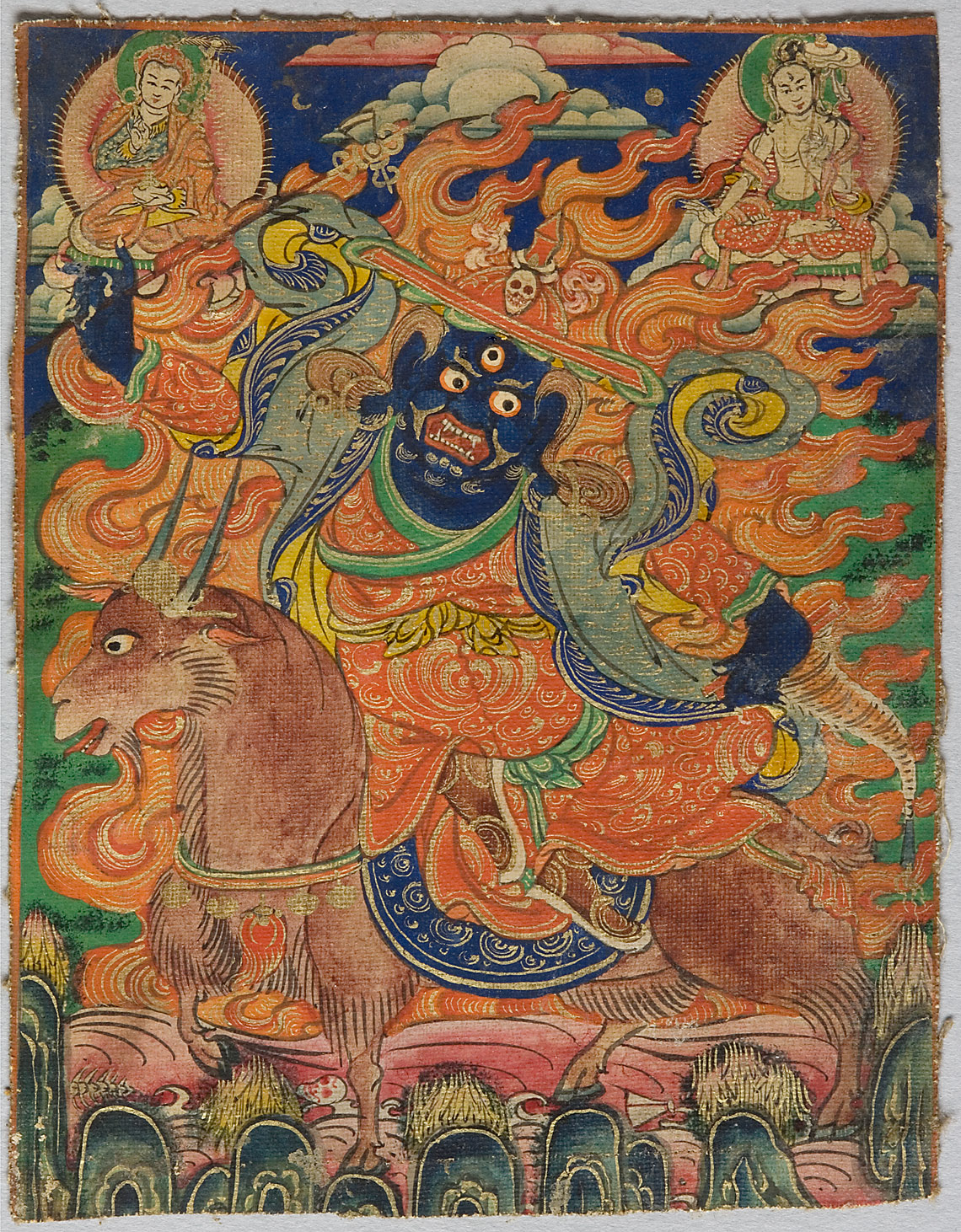 Ritualkarte (tib: tsa ka li) Damchen Garwa Nagpo (Dam can mGar ba nag ...