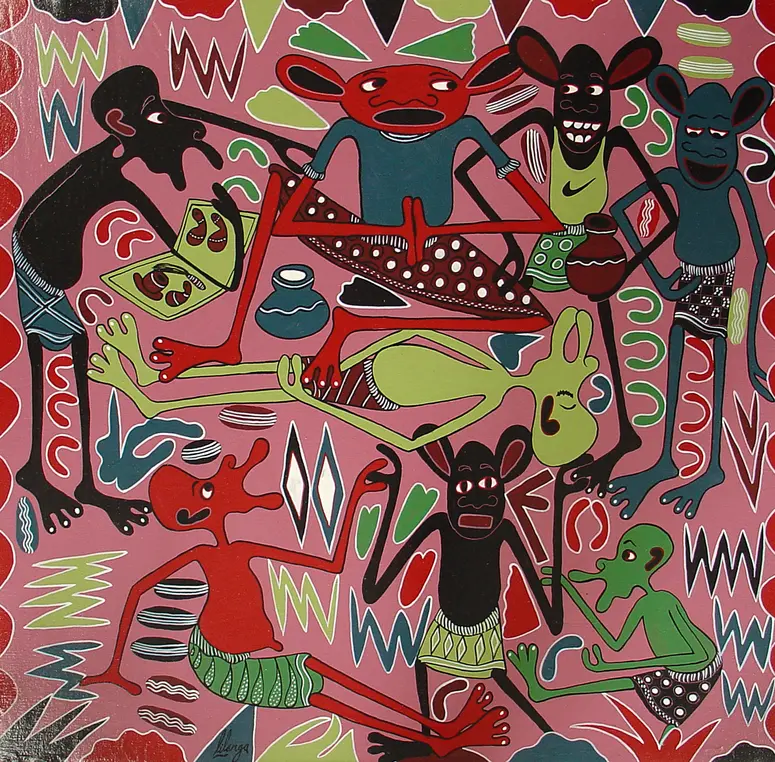 Malerei signiert: Lilanga