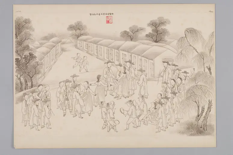 ink drawing by the workshop of Kim Jun-geun 김준근 金俊根 (Kisan 기산 箕山)