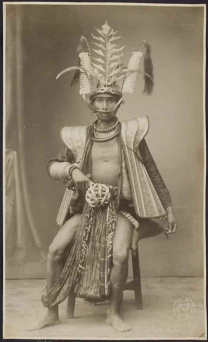 A man from South-Nias with the typical golden headdress for members of the uppermost classes