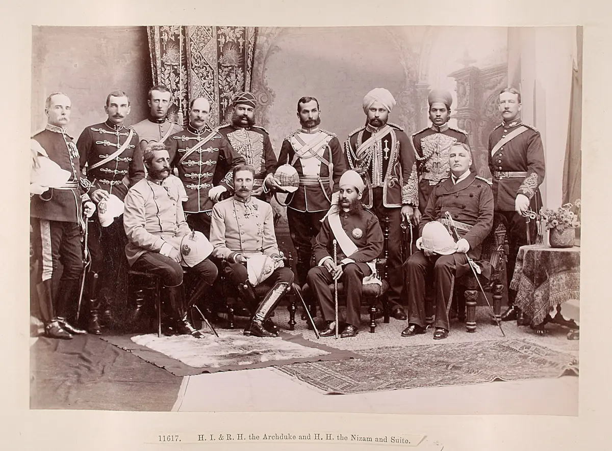 Franz Ferdinand und der Nizam von Hyderabad mit Gefolge