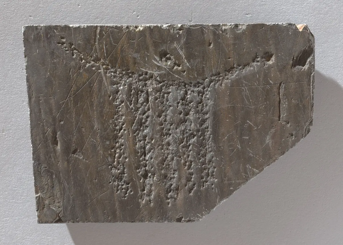 Felsgravierung: Schürze