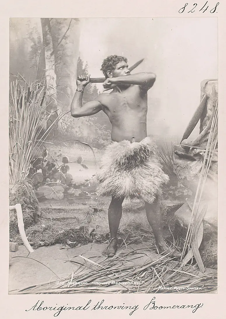 Aboriginal throwing Boomerang