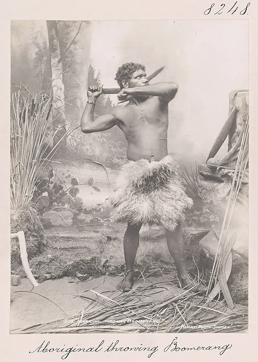 Aboriginal throwing Boomerang