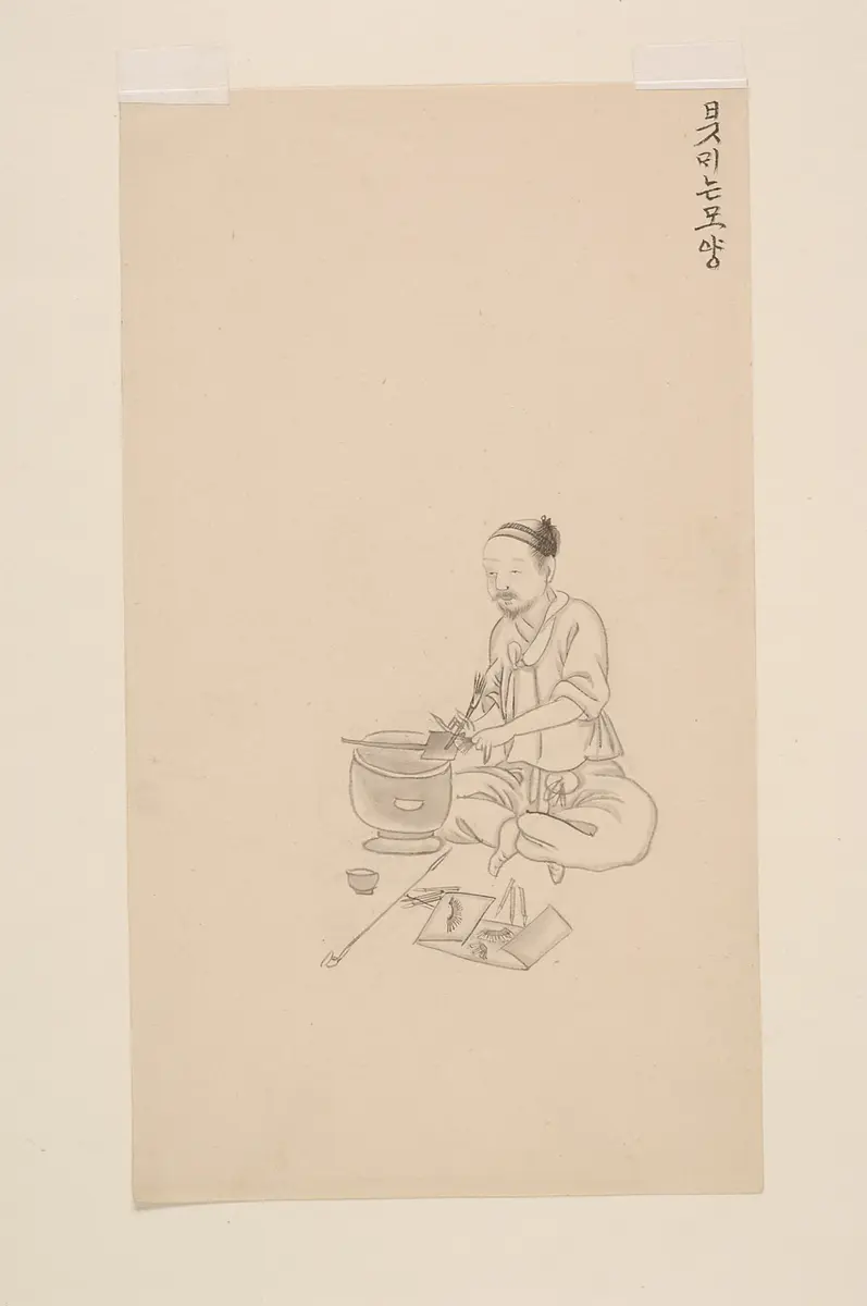 Tuschezeichnung der Werkstatt Kim Jun-geun 김준근 金俊根 (Kisan 기산 箕山)