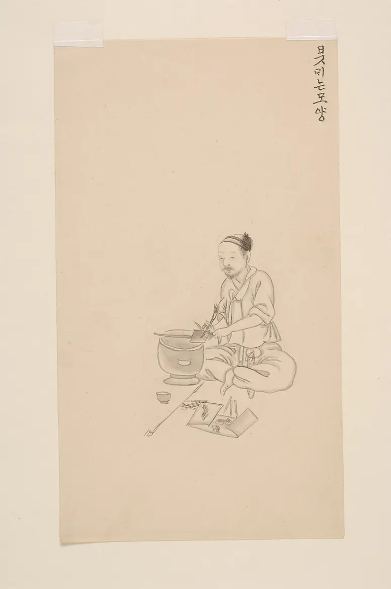 Tuschezeichnung der Werkstatt Kim Jun-geun 김준근 金俊根 (Kisan 기산 箕山)