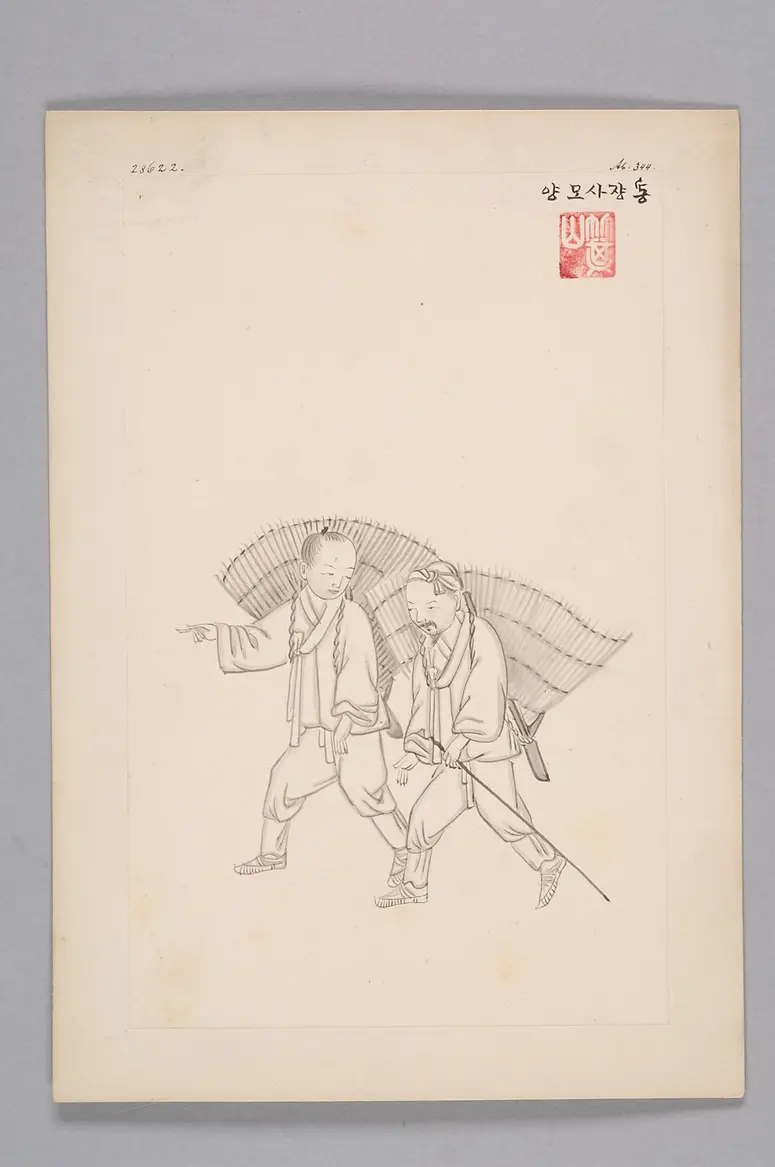 Tuschezeichnung der Werkstatt Kim Jun-geun 김준근 金俊根 (Kisan 기산 箕山)