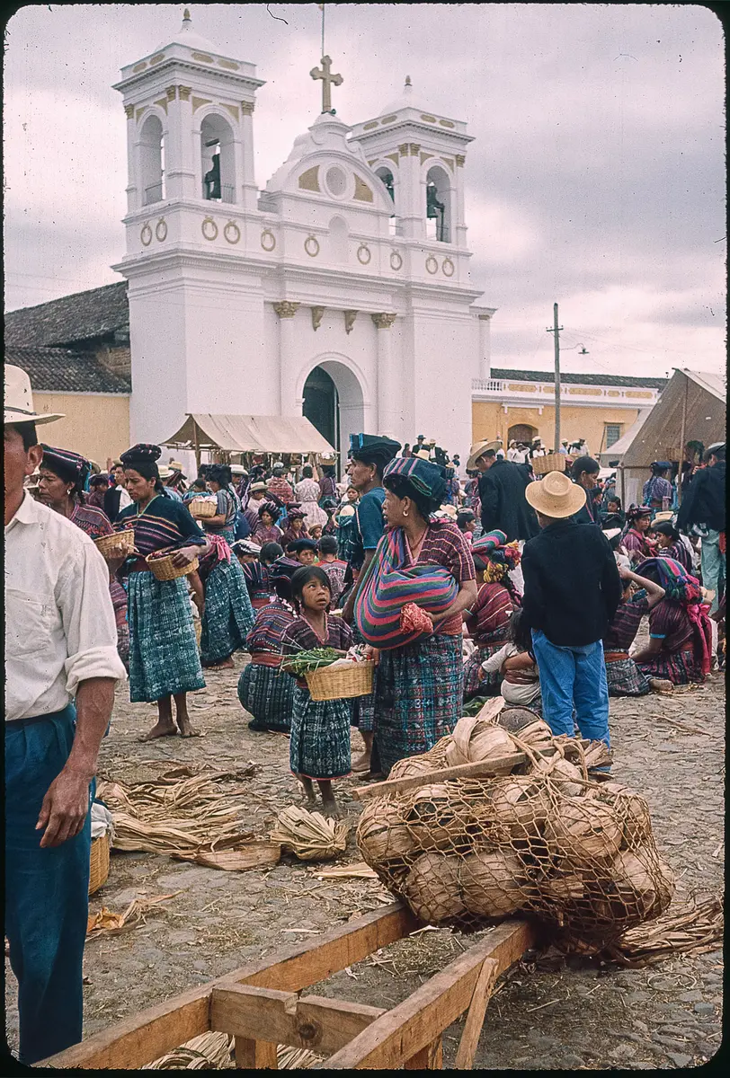Market in front of the church in San Martin Jilotepeque, Guatemala