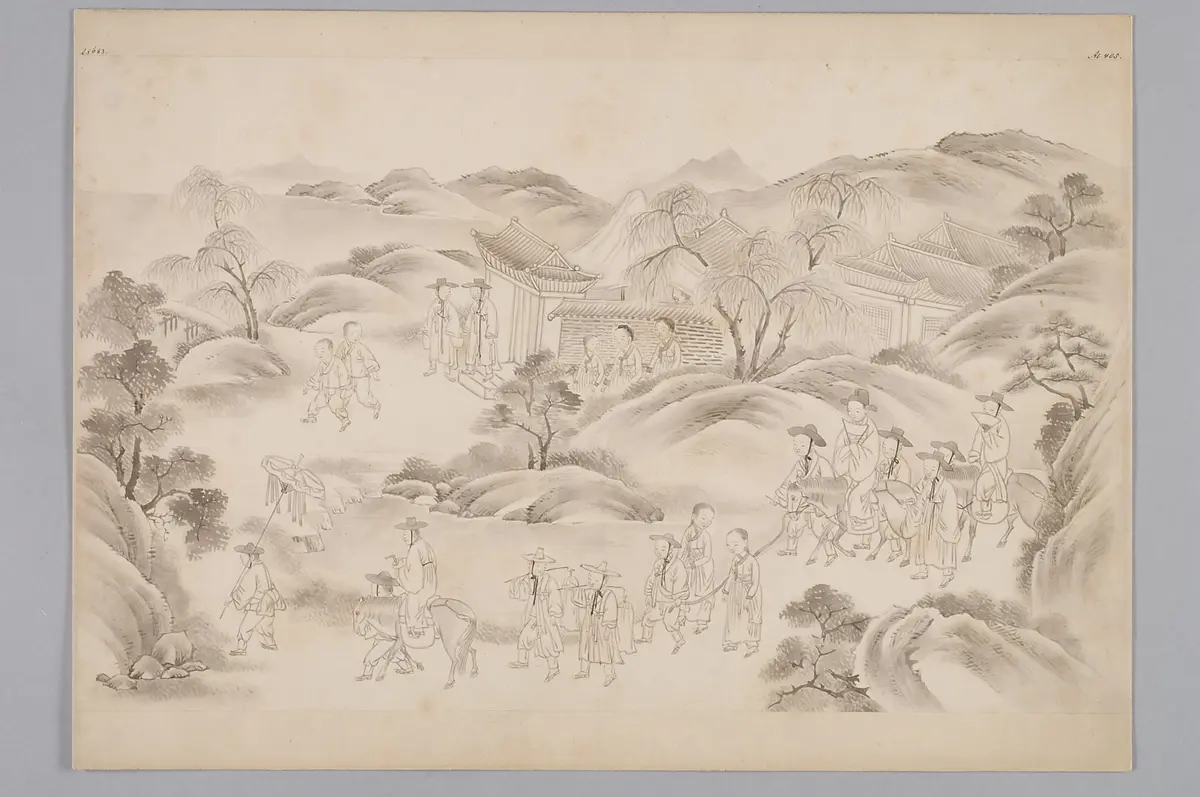 ink drawing by the workshop of Kim Jun-geun 김준근 金俊根 (Kisan 기산 箕山)