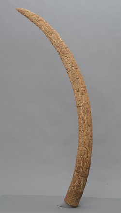 Elfenbeinzahn mit Reliefschnitzerei