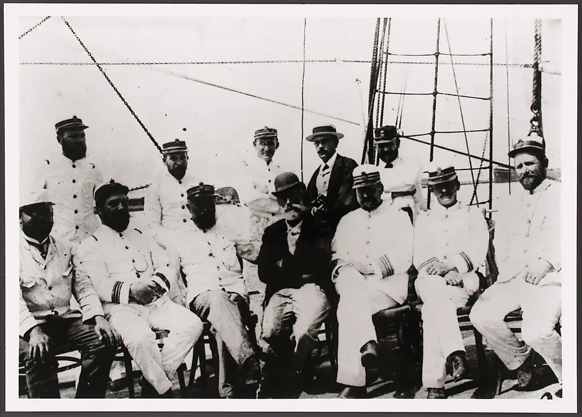 Franz Steindachner (1834–1919) und Offiziere auf dem S.M.S.