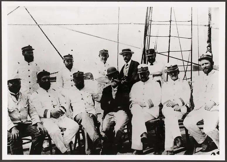 Franz Steindachner (1834–1919) und Offiziere auf dem S.M.S.