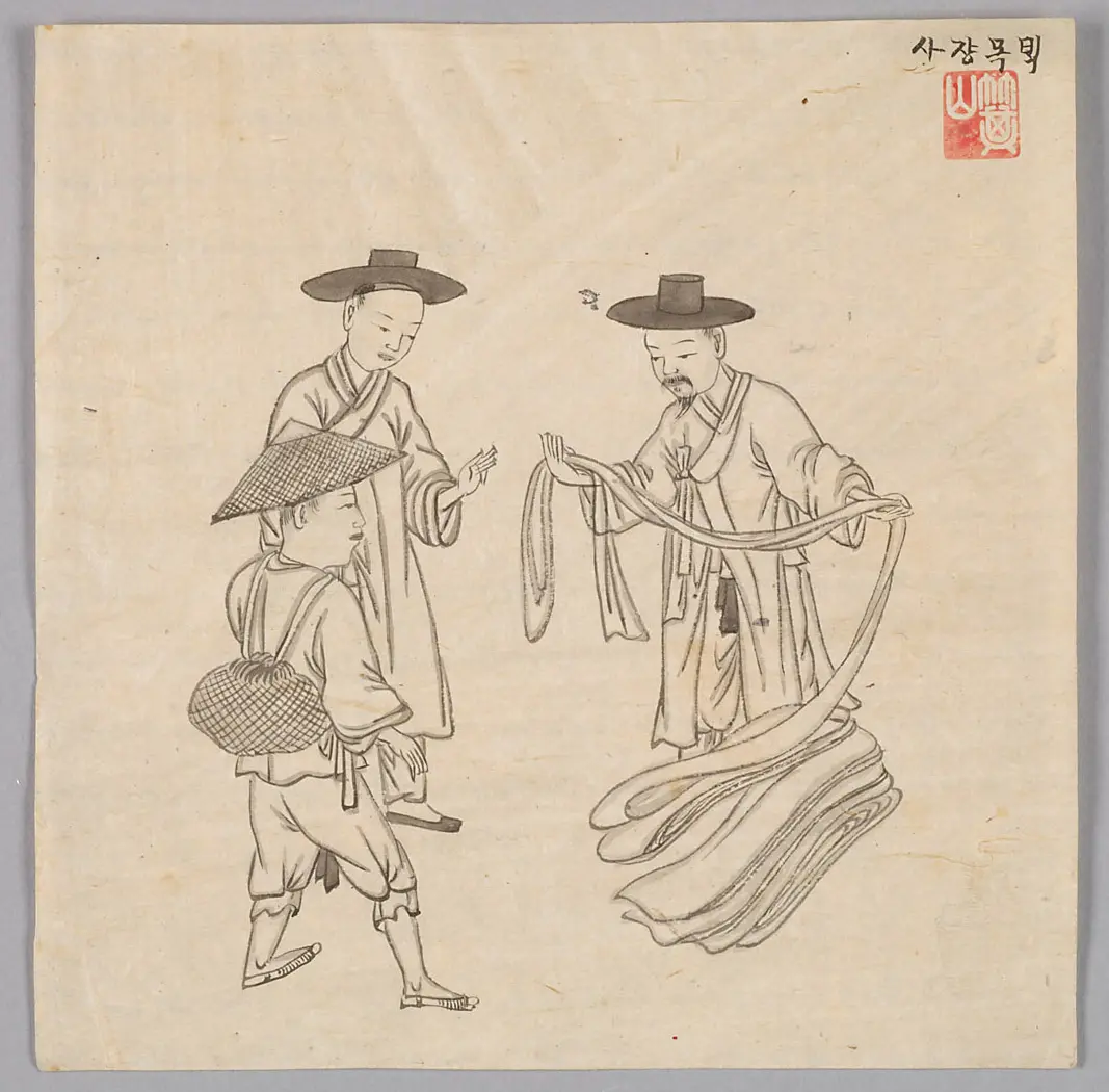 Tuschezeichnung der Werkstatt Kim Jun-geun 김준근 金俊根 (Kisan 기산 箕山)