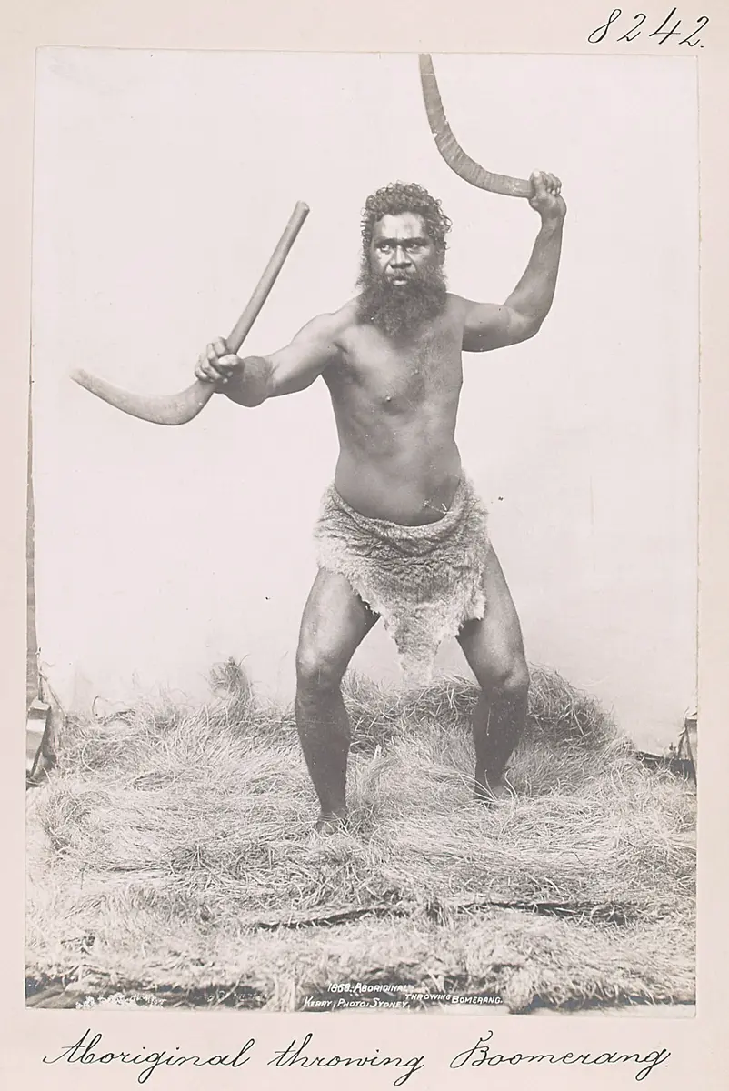 Aboriginal throwing Boomerang
