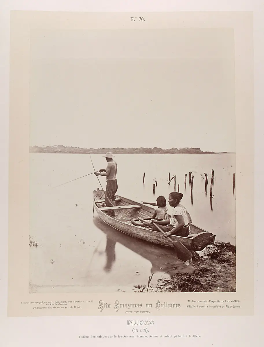 Mann mit Pfeil und Bogen. Frau und Kind