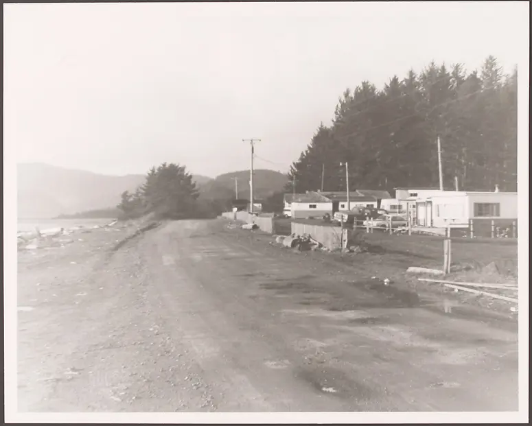 Coastal road with the house of Isabell Ides, Makah Indian Reservation