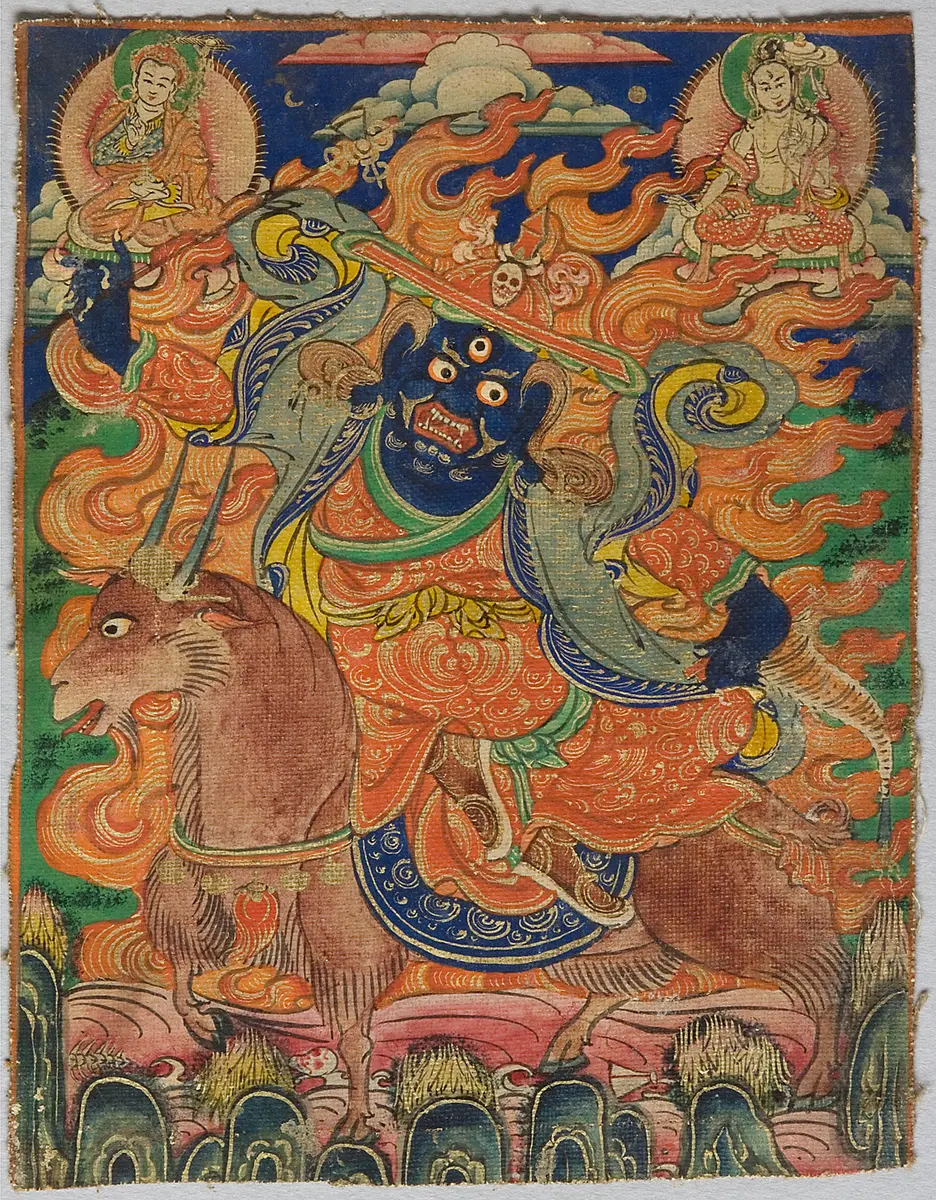 Ritualkarte (tib: tsa ka li) Damchen Garwa Nagpo (Dam can mGar ba nag po).
