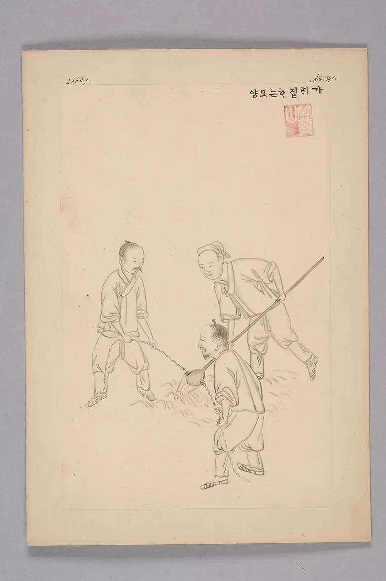Tuschezeichnung der Werkstatt Kim Jun-geun 김준근 金俊根 (Kisan 기산 箕山)