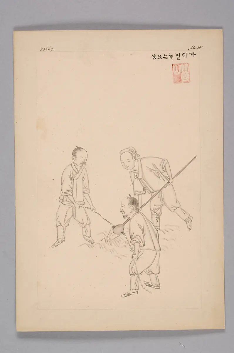 Tuschezeichnung der Werkstatt Kim Jun-geun 김준근 金俊根 (Kisan 기산 箕山)