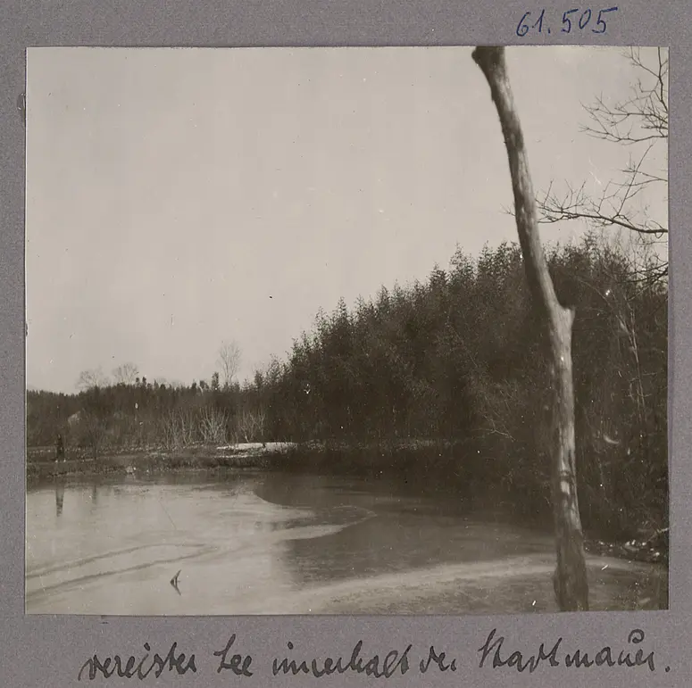Nanking. Vereister See innerhalb der Stadtmauer