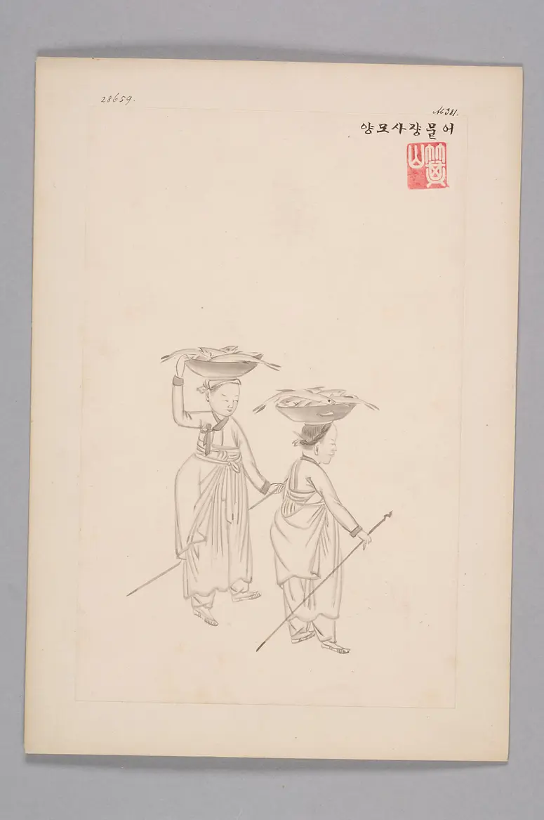 ink drawing by the workshop of Kim Jun-geun 김준근 金俊根 (Kisan 기산 箕山)