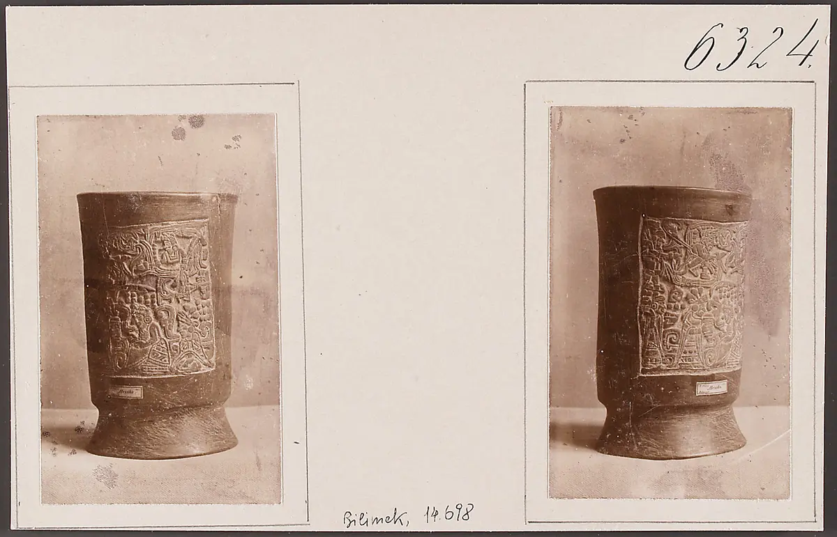 Vessel (Funerary urn?) with sacrificial scene and feather serpent with deities