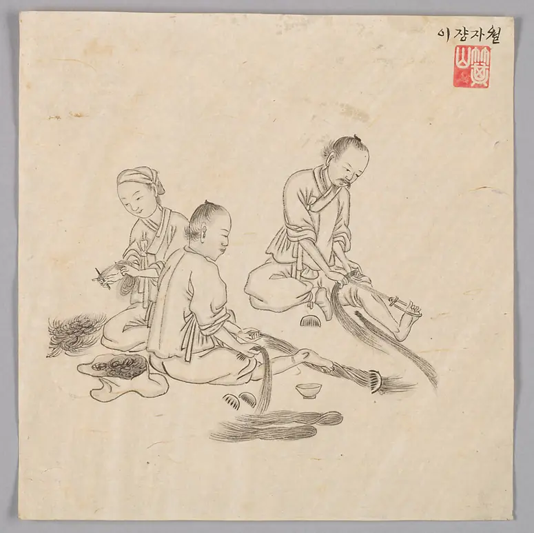 Tuschezeichnung der Werkstatt Kim Jun-geun 김준근 金俊根 (Kisan 기산 箕山)
