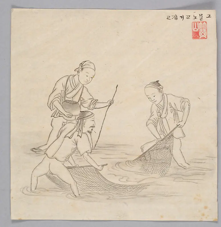 Tuschezeichnung der Werkstatt Kim Jun-geun 김준근 金俊根 (Kisan 기산 箕山)