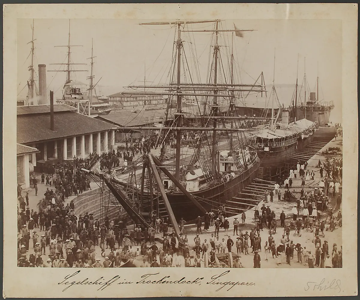 „Segelschiff im Trockendock, Singapur