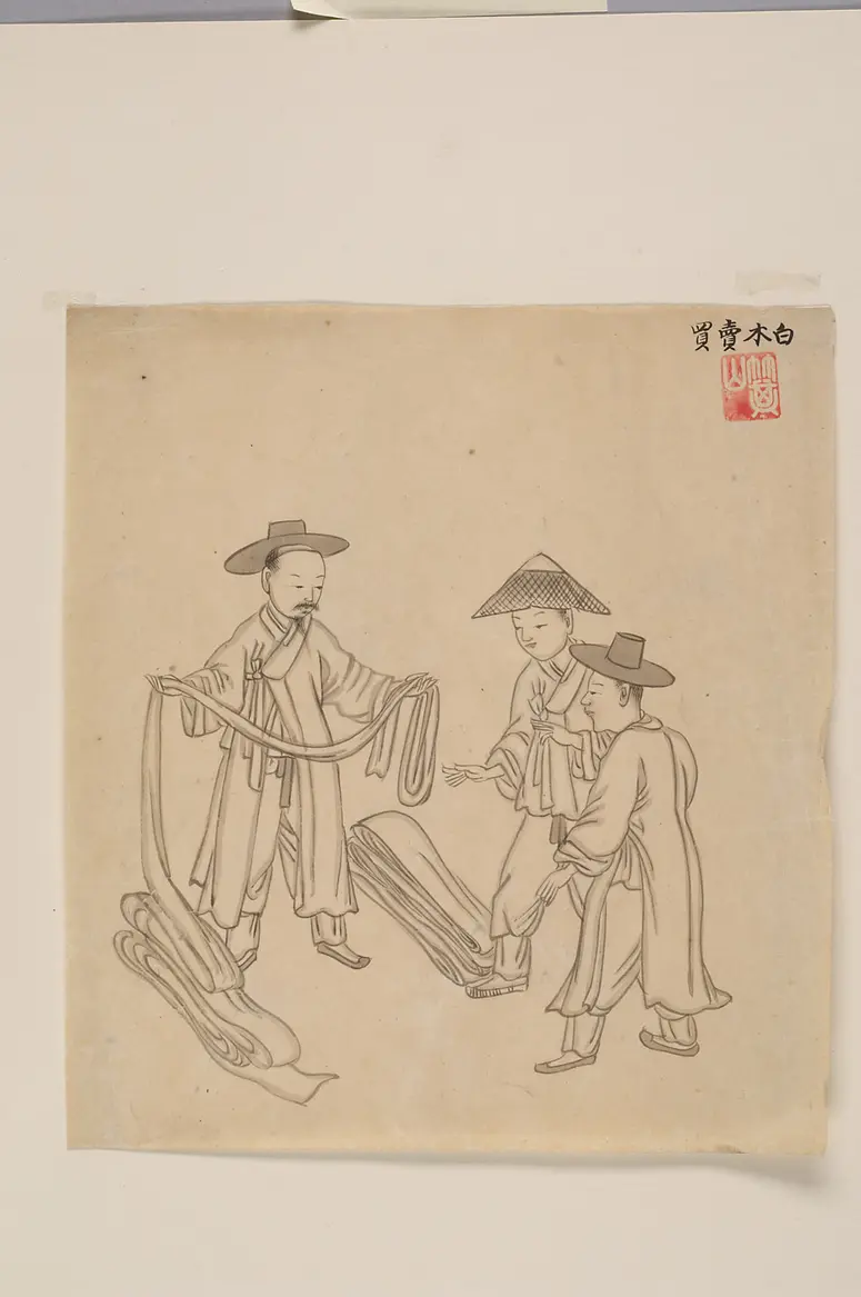 Tuschezeichnung der Werkstatt Kim Jun-geun 김준근 金俊根 (Kisan 기산 箕山)