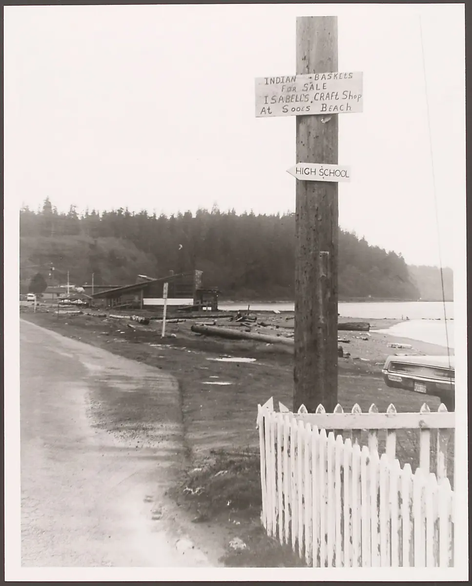 Sign of Isabell Ides’ crafts shop, Neah Bay, Makah Indian Reservation