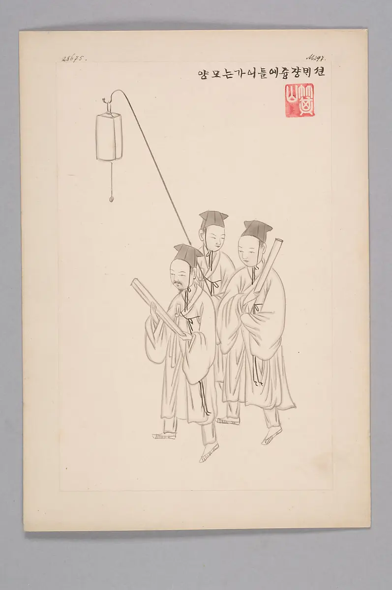 ink drawing by the workshop of Kim Jun-geun 김준근 金俊根 (Kisan 기산 箕山)