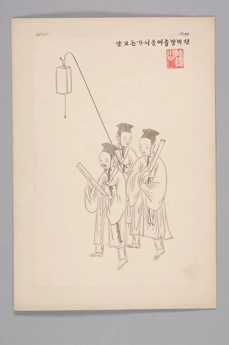 ink drawing by the workshop of Kim Jun-geun 김준근 金俊根 (Kisan 기산 箕山)