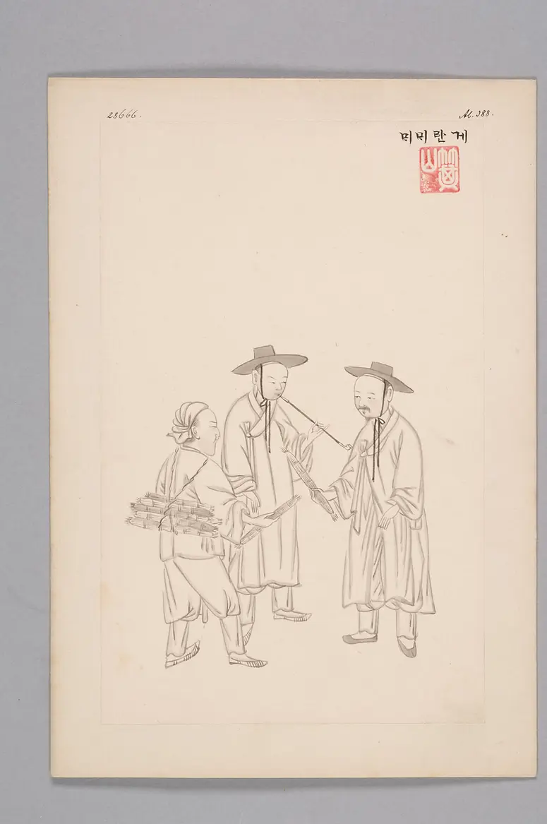 Tuschezeichnung der Werkstatt Kim Jun-geun 김준근 金俊根 (Kisan 기산 箕山)
