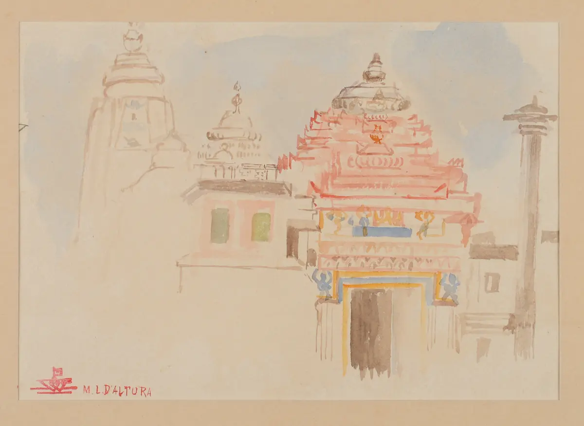 Aquarell, Tempeleingang