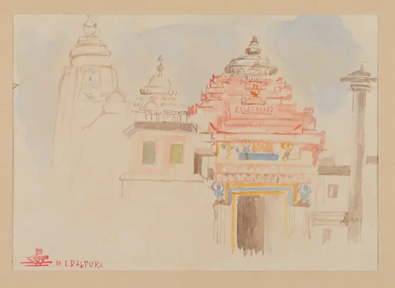 Aquarell, Tempeleingang