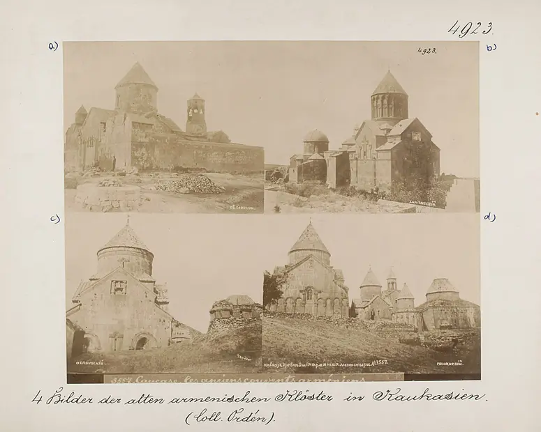 4 Bilder der alten armenischen Klöster in Kaukasien