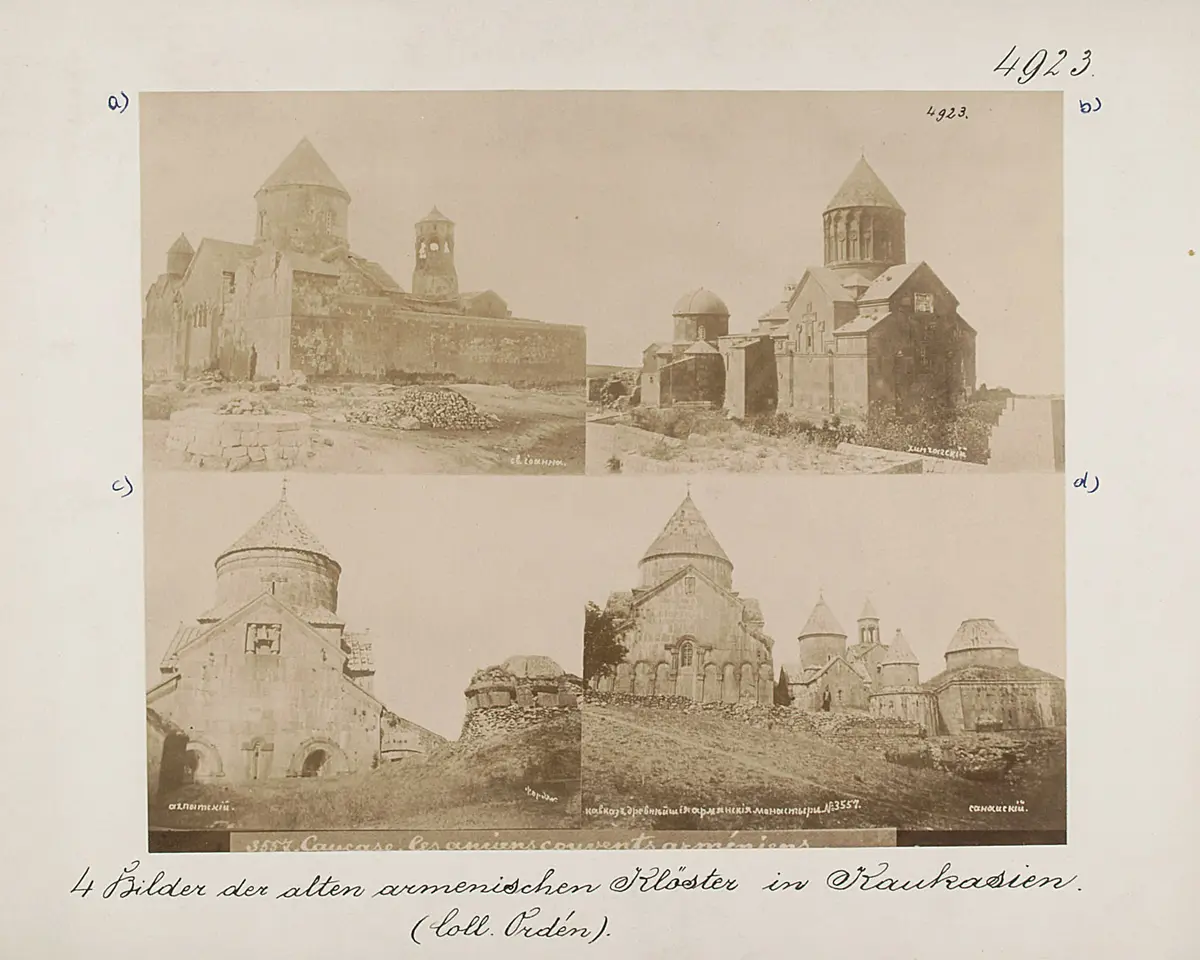 4 Bilder der alten armenischen Klöster in Kaukasien