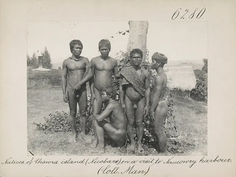 Natives of Chowra island (Nicobars) on a visit to Naucowry harbour