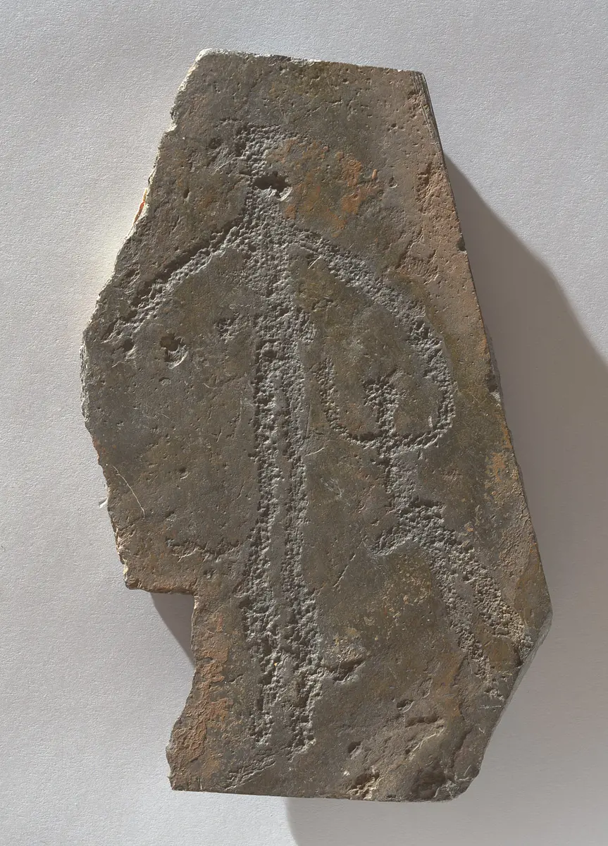 Felsgravierung: Mutter und Kind