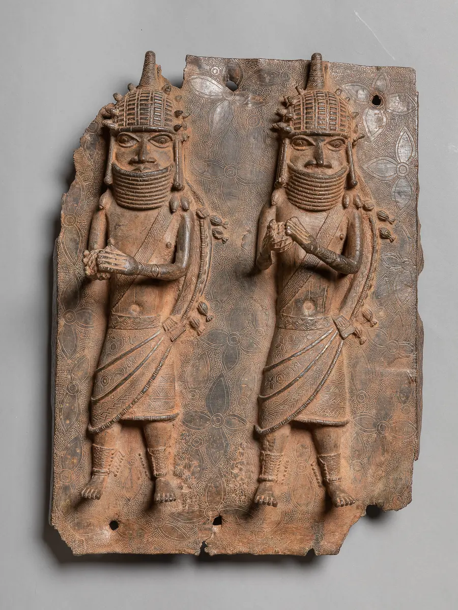 Relief Plaque: Two Dignitaries with Rattles