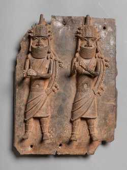 Relief Plaque: Two Dignitaries with Rattles