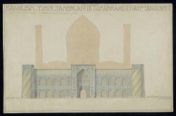 Mausoleum Timur Tamerlan´s in Samarkand - Hauptansicht. Klosterschule - Rekonstruction.