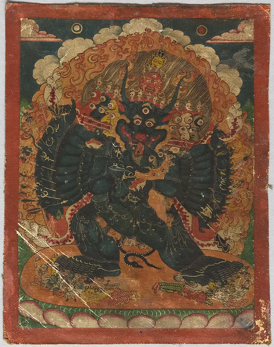 Ritual card (tsakli) Yamataka Vajrabhairava (tib. rDo rje 'jigs byed).