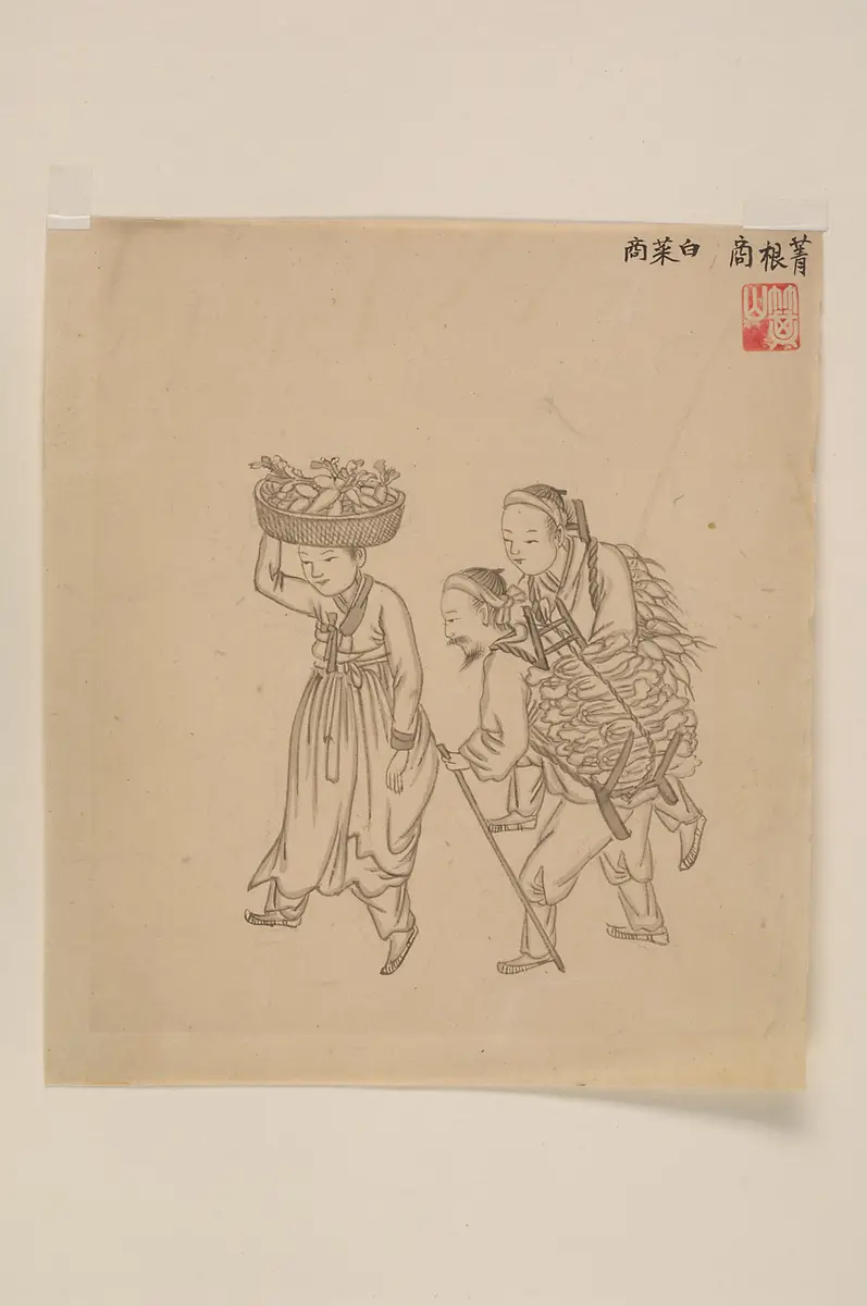 Tuschezeichnung der Werkstatt Kim Jun-geun 김준근 金俊根 (Kisan 기산 箕山)