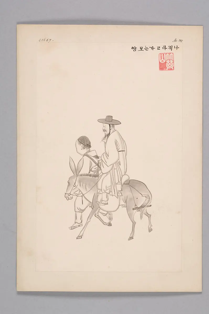 Tuschezeichnung der Werkstatt Kim Jun-geun 김준근 金俊根 (Kisan 기산 箕山)