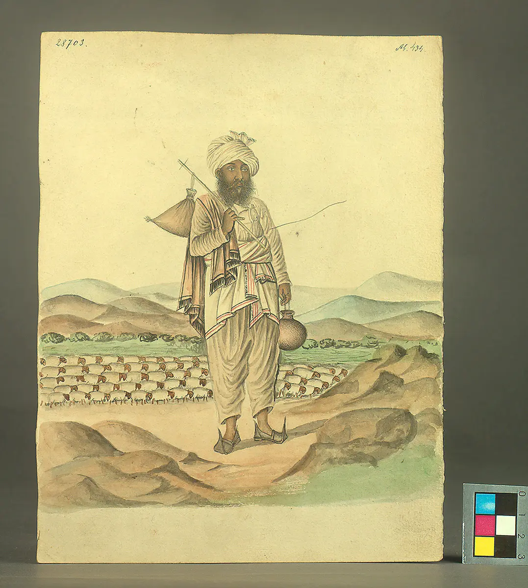 Aquarell, relgiöser Bettler