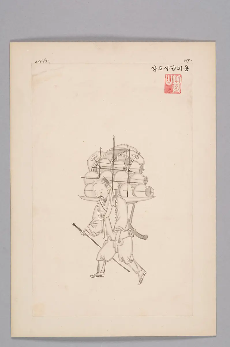 Tuschezeichnung der Werkstatt Kim Jun-geun 김준근 金俊根 (Kisan 기산 箕山)