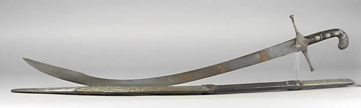 Säbel mit goldtauschierter Klinge und Scheide