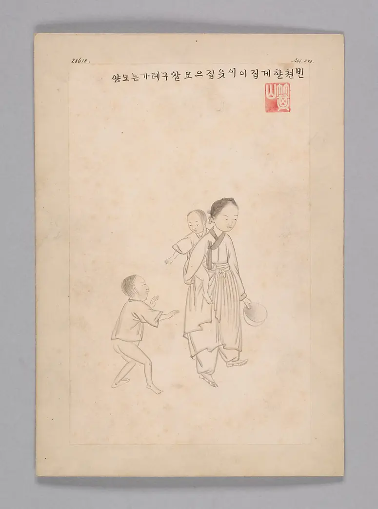 Tuschezeichnung aus der Werkstatt Kim Jun-geun 김준근 金俊根 (Kisan 기산 箕山)